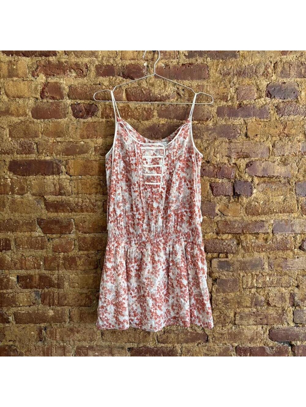 Vintage 90s Burnt Orange Floral Mini Dress